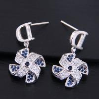 Cubic Zirconia Micro Pave Brass Earring, plated, micro pave cubic zirconia & for woman, silver color, 22*14mm 