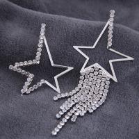 Zinc Alloy Asymmetric Earrings, with Cubic Zirconia, plated, fashion jewelry & for woman, silver color, 48*55mm 48*105mm 