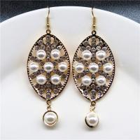 Plastic Pearl Zinc Alloy Earring, with Plastic Pearl & Iron, gold color plated, for woman & with rhinestone, nickel, lead & cadmium free, 28mm 