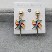 Enamel Zinc Alloy Drop Earring, Pinwheel, gold color plated, for woman, multi-colored, nickel, lead & cadmium free, 13mm 