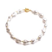Plastic Pearl Necklace, gold color plated, fashion jewelry & for woman Approx 15.7 Inch 