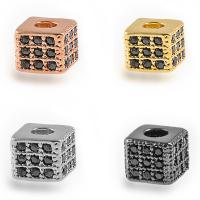 Cubic Zirconia Micro Pave Brass Beads, Square, plated, micro pave cubic zirconia Approx 2mm 
