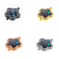 Cubic Zirconia Micro Pave Brass Connector, with Abalone Shell, Flower, plated, micro pave cubic zirconia & 1/1 loop Approx 1mm 