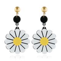 Acrylic Drop Earring, Flower, plated, fashion jewelry & for woman 