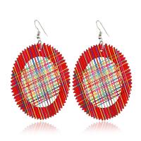 Wood Drop Earring, plated, fashion jewelry & for woman & hollow, red 