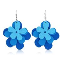 Wood Drop Earring, Flower, plated, fashion jewelry & for woman 