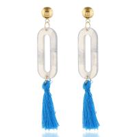 Acrylic Tassel Earring, with Cotton Thread, plated, fashion jewelry & for woman 