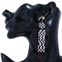 Boucle d'oreille de goutte acrylique, Placage, bijoux de mode & pour femme, blanc et noir Vendu par lot