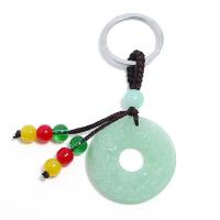 Dyed Marble Key Clasp, Round, for woman, green 