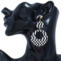Boucle d'oreille de goutte acrylique, Placage, bijoux de mode & pour femme, blanc et noir Vendu par lot