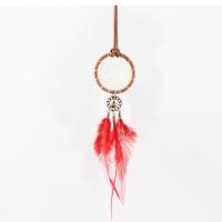 Fashion Dream Catcher, Iron, with Velveteen & Feather, handmade, for woman, red, 50mmuff0c20mmuff0c130mm Approx 22.8 Inch 