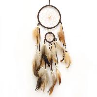Fashion Dream Catcher, Iron, with Cotton Thread & Feather, handmade, coffee color 