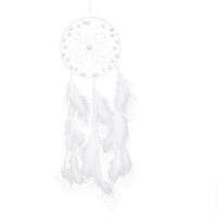 Fashion Dream Catcher, Iron, with Cotton Thread & Feather & Freshwater Pearl, handmade, white, 16cm 
