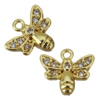 Animal Brass Pendants, Bee, gold color plated, micro pave cubic zirconia Approx 1mm 