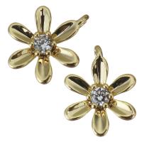 Brass Flower Pendants, gold color plated, fashion jewelry & micro pave cubic zirconia Approx 0.5mm 