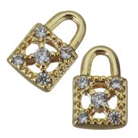 Cubic Zirconia Micro Pave Brass Pendant, Lock, gold color plated, fashion jewelry & micro pave cubic zirconia Approx 