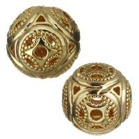Hollow Brass Beads, gold color plated, 12mm Approx 2mm 