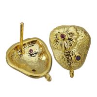Латунный гвоздик для сережки, Латунь, плакирован золотом, с обручом 0.8mm, отверстие:Приблизительно 0.5mm, продается Пара