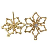 Brass Earring Stud Component, gold color plated, with loop & micro pave cubic zirconia 0.6mm Approx 1mm 