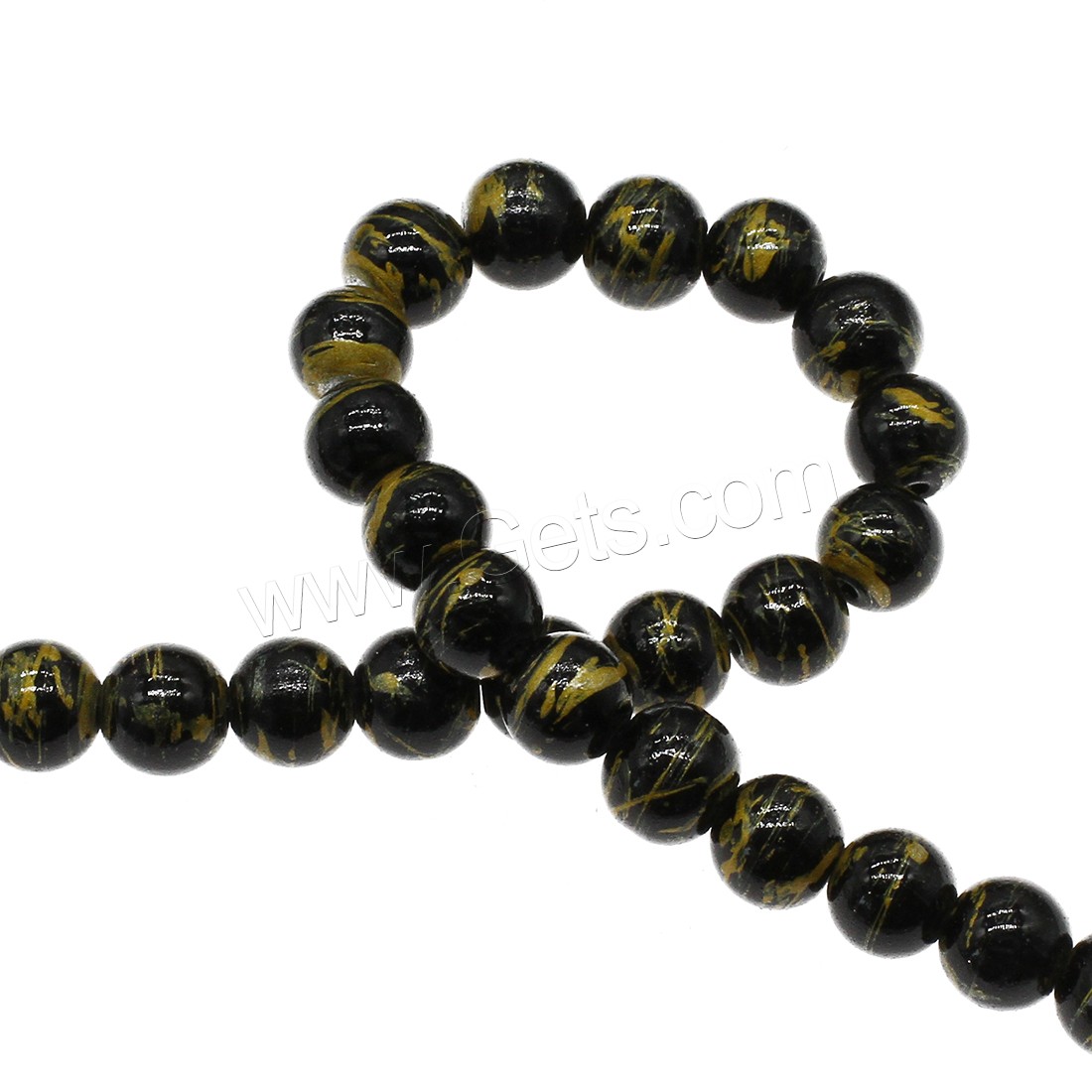 Glasperlen Perle, rund, verschiedene Größen vorhanden, keine, Bohrung:ca. 1mm, verkauft von Strang