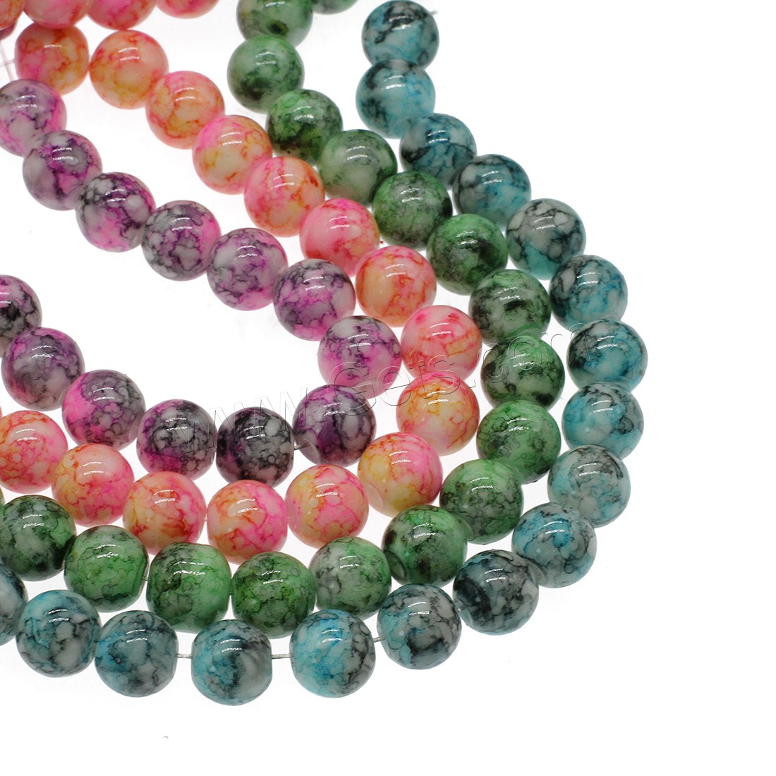 Glasperlen Perle, rund, verschiedene Größen vorhanden, keine, verkauft von Strang