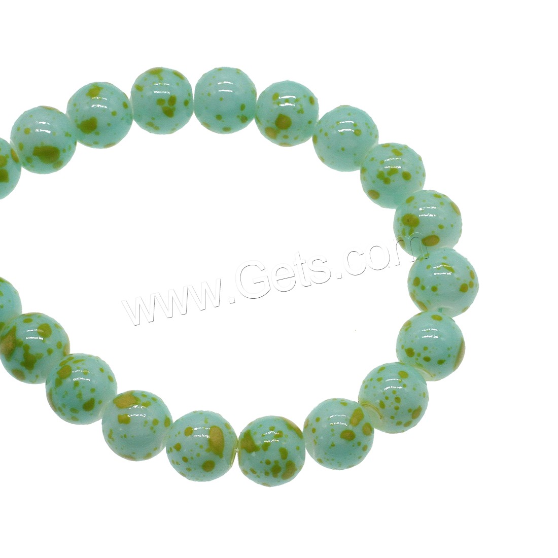 Glasperlen Perle, rund, verschiedene Größen vorhanden, grün, verkauft von Strang