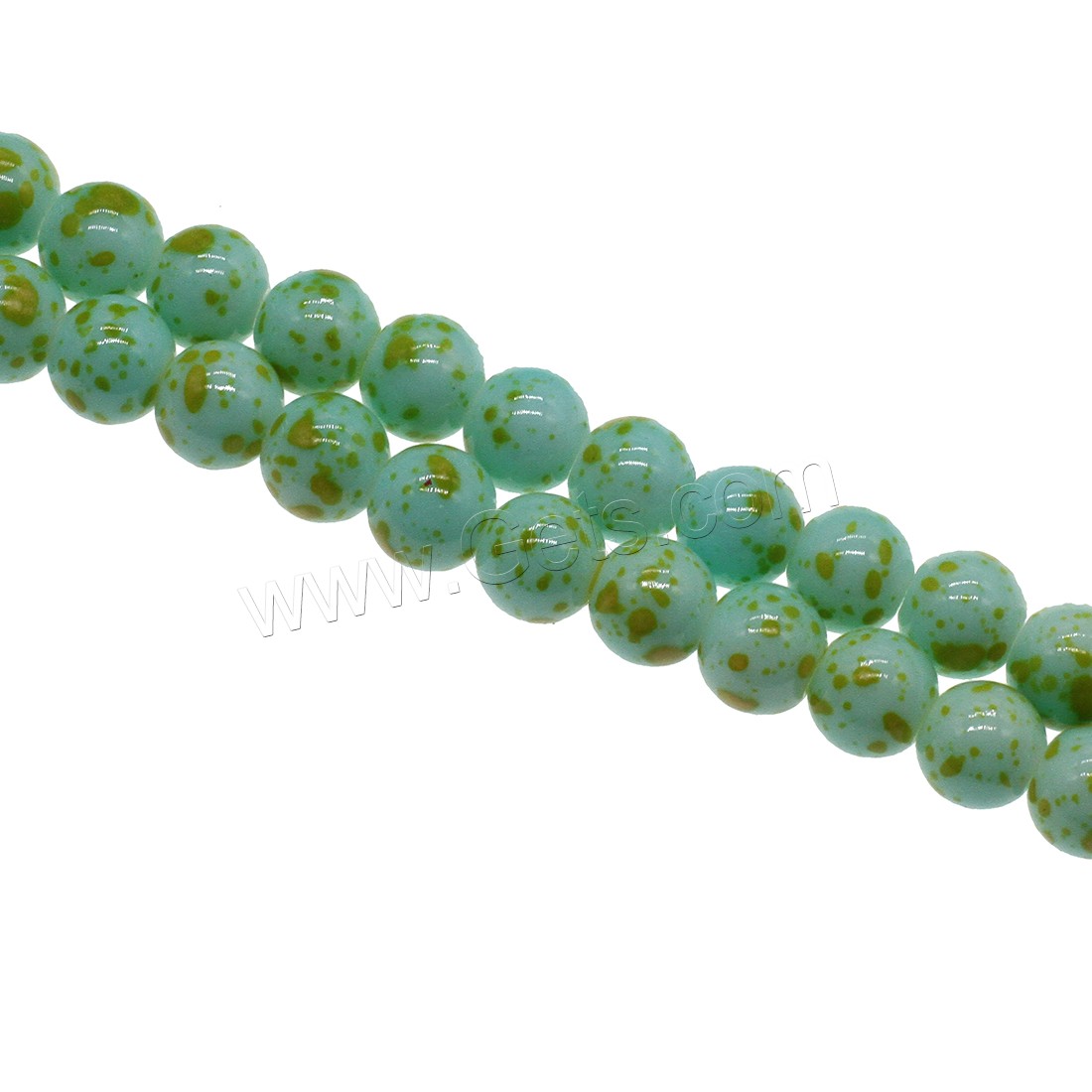 Glasperlen Perle, rund, verschiedene Größen vorhanden, grün, verkauft von Strang