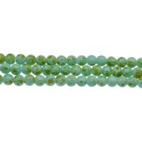 Glass Beads Beads, Round green 