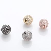 Perles zircon Micro Pave cubes, laiton, Rond, Placage, pavé de micro zircon, plus de couleurs à choisir, 12mm Environ 2mm Vendu par lot
