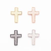 Brass Jewelry Finding, Cross, plated, micro pave cubic zirconia 