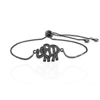 Cubic Zirconia Micro Pave Brass Bracelet, Elephant, plated, Unisex & box chain & micro pave cubic zirconia Approx 7.88 Inch 