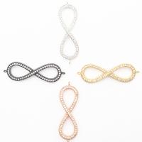 Cubic Zirconia Micro Pave Brass Connector, Infinity, plated, micro pave cubic zirconia & 1/1 loop Approx 1mm 