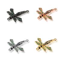 Cubic Zirconia Micro Pave Brass Connector, Dragonfly, plated, micro pave cubic zirconia & 1/1 loop Approx 1mm 