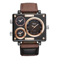 Men Wrist Watch, Zinc Alloy, with Leather & Canvas, Chinese movement, zinc alloy watch band clasp, plated, waterproofless & for man 41mm Approx 9.4 Inch 