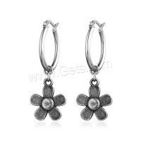 Titanium Steel Huggie Hoop Drop Earring, Flower, fashion jewelry & for woman 3.7cm 