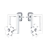 Titanium Steel Stud Earring, Stainless Steel Ear Nut & fashion jewelry & for woman & hollow, silver color, 12mm 