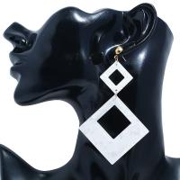 Boucle d'oreille de goutte acrylique, Losange, Placage, bijoux de mode & pour femme, blanc Vendu par lot