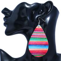 Wood Drop Earring, plated, fashion jewelry & for woman, multi-colored 