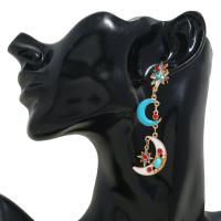 Enamel Zinc Alloy Drop Earring, plated, fashion jewelry & for woman & with rhinestone, multi-colored 