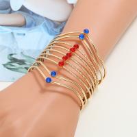 Zinc Alloy Cuff Bangle, plated, for woman & with rhinestone, golden 