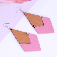 Wood Drop Earring, with Zinc Alloy, plated, for woman 80*60mm 