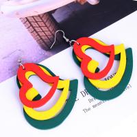 Wood Drop Earring, with Zinc Alloy, Heart, plated, for woman 
