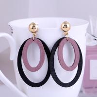 Wood Drop Earring, with Zinc Alloy, plated, for woman 60*35mm 