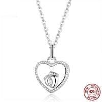 Sterling Silver Jewelry Necklace, 925 Sterling Silver, Heart, platinum plated, fashion jewelry & for woman Approx 17.7 Inch 