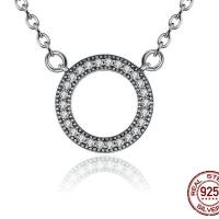 Cubic Zircon Micro Pave Sterling Silver Necklace, 925 Sterling Silver, Donut, plated, micro pave cubic zirconia & for woman Approx 17.7 Inch 