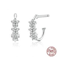 Sterling Silver Stud Earring, 925 Sterling Silver, platinum plated, micro pave cubic zirconia & for woman 