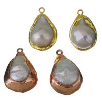 Cultured Freshwater Pearl Brass Pendant, with Freshwater Pearl, plated 17-18.5x26-29x16-18mm Approx 2mm 