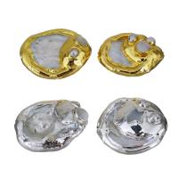 metal Abalorio, con Perlas cultivadas de agua dulce, chapado, más colores para la opción, 23-31x20-24x7-8.5mm, agujero:aproximado 1mm, Vendido por UD