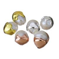 Brass Beads, with Freshwater Pearl, plated 12.5-16x14-17.5x13-16mm Approx 1mm 