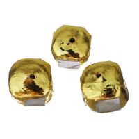Brass Jewelry Beads, with White Shell, gold color plated, 16-18x16-18x17-19mm Approx 1.5mm 